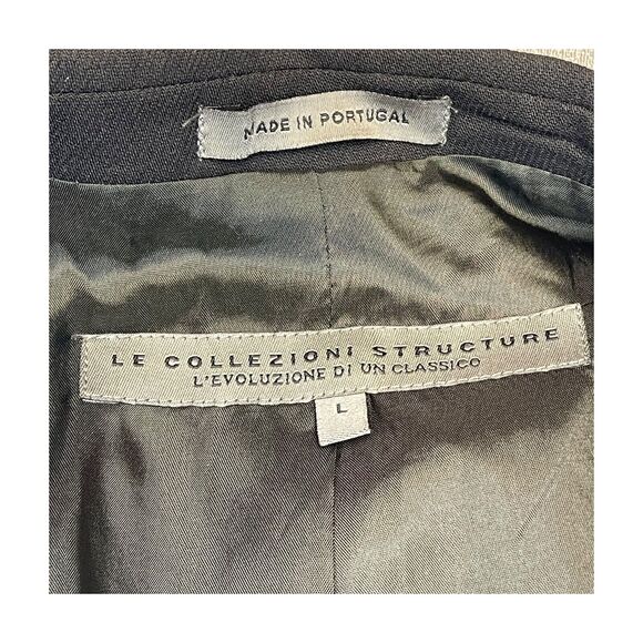 Le Collezioni Structure Blazer Jacket Men Large Black Wool Lined Single Breasted - Picture 4 of 11